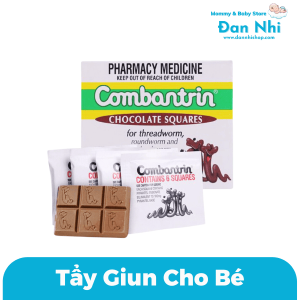 Kẹo Tẩy Giun Combantrin Chocolate Squares Úc (Vỉ 6 ô)