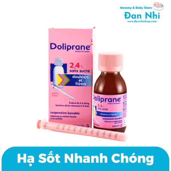 Siro Hạ Sốt Của Pháp Doliprane 2.4% Sans Sucre Giảm Đau Hạ Sốt Cho Trẻ Sơ Sinh 100ml